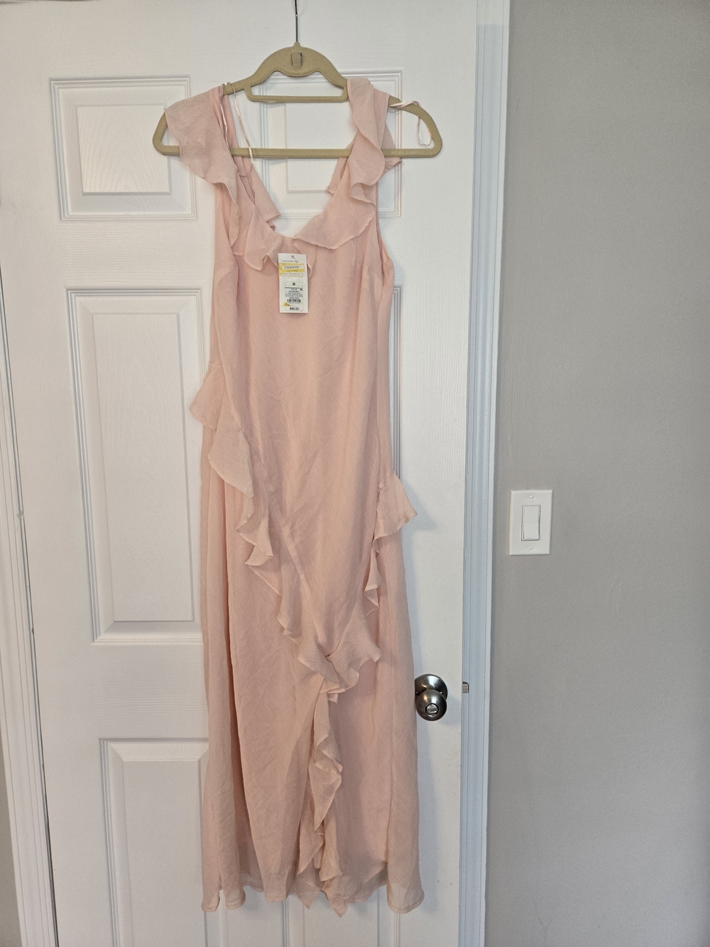 a new day Blush Pink Ruffle Maxi Dress